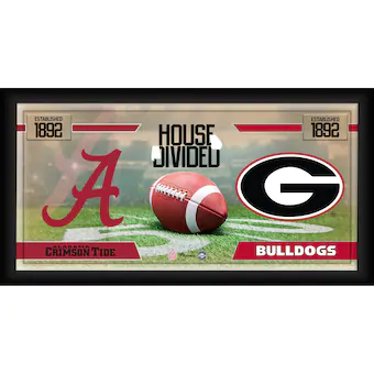 Alabama Crimson Tide vs Georgia Bulldogs Fanatics Authentic Framed 10 x 20 House Divided Football Collage