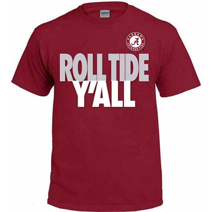 Roll Tide Y'all With Circle Logo - Alabama Crimson Tide T-Shirt Short Sleeve Tee New