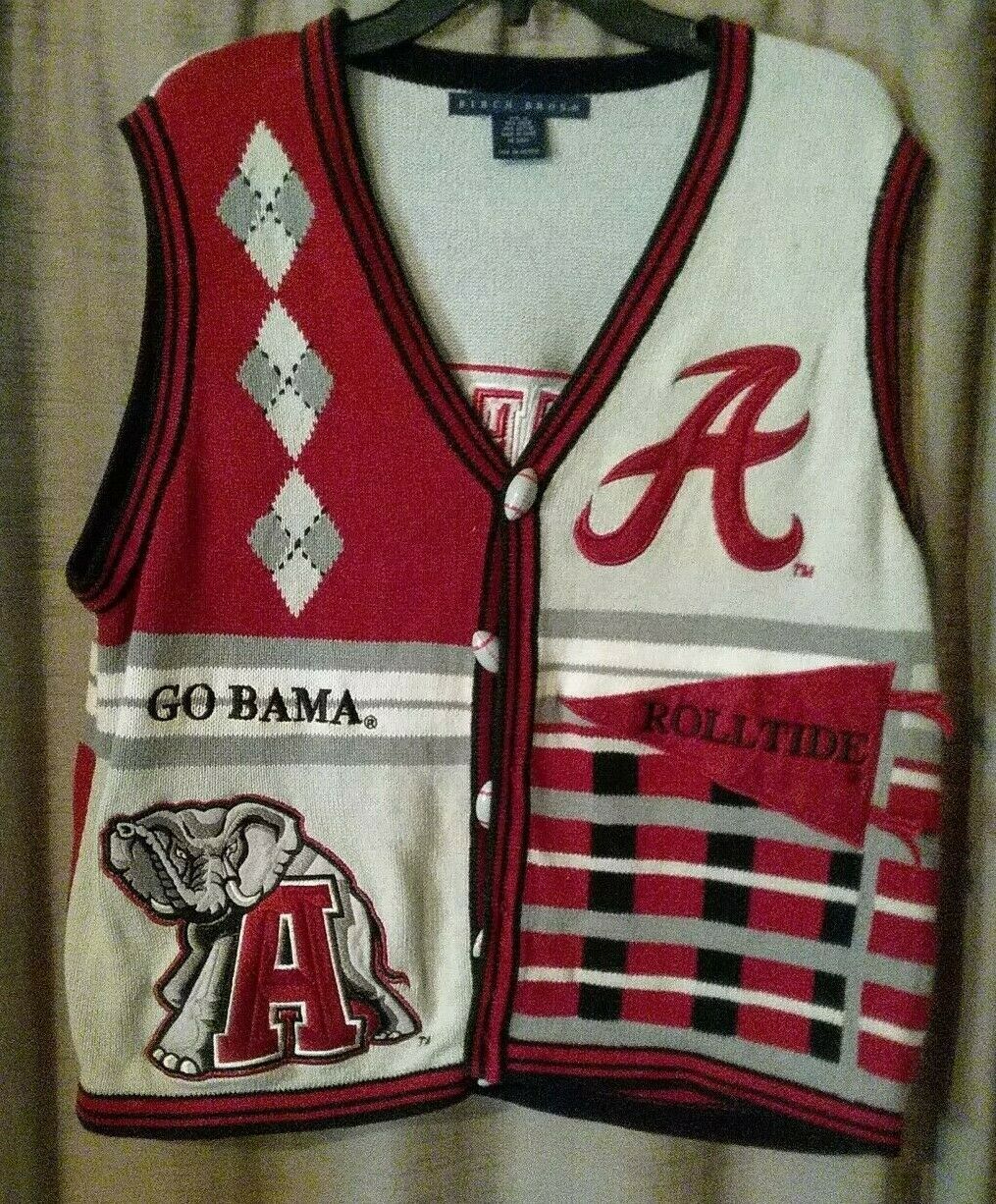Vintage University Of Alabama Football Sweater Vest Crimson Tide