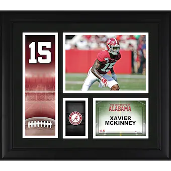 Xavier McKinney Alabama Crimson Tide Fanatics Authentic Framed 15 x 17 Player Core Collage