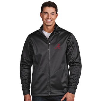 Alabama Crimson Tide Antigua Golf Full Zip Jacket Charcoal