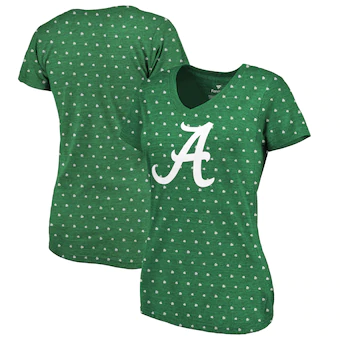 Alabama Crimson Tide T-Shirt - Fanatics Brand - Ladies - St Patricks Day - V-Neck - Polka Dots - Green